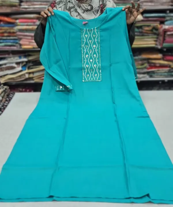 Premium Dual Tone Cotton Zari Embroidery Straight Kurti with Side Cut | SD47